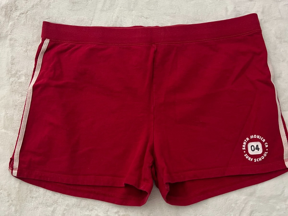 Old Navy Outlet Mens XL Red Cotton Sweat Shorts Santa Monica Surf School